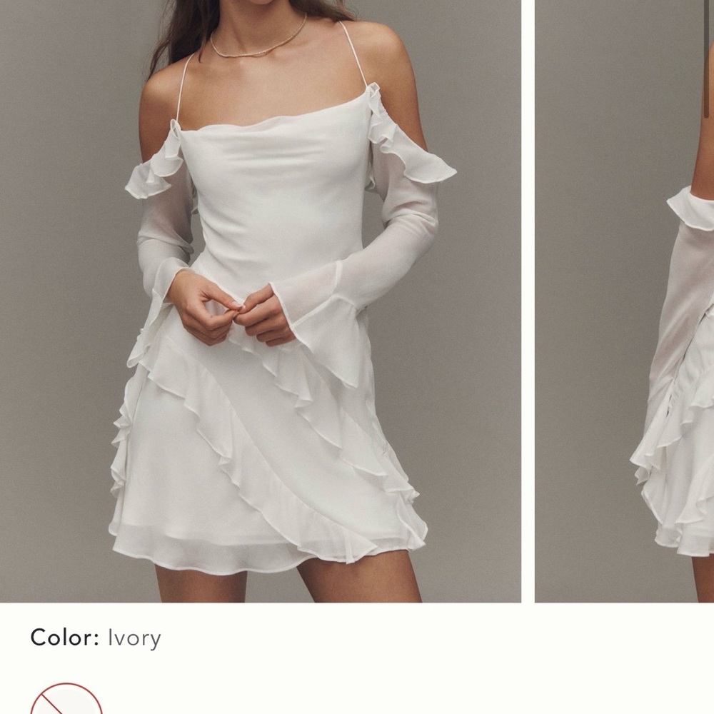 Shona Joy Ivory Ruffle Anthropologie white mini Dress